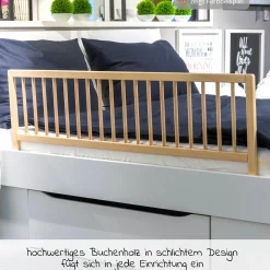 Bettgitter Lilly aus massivem Buchenholz 140 x 45 cm - Weiß