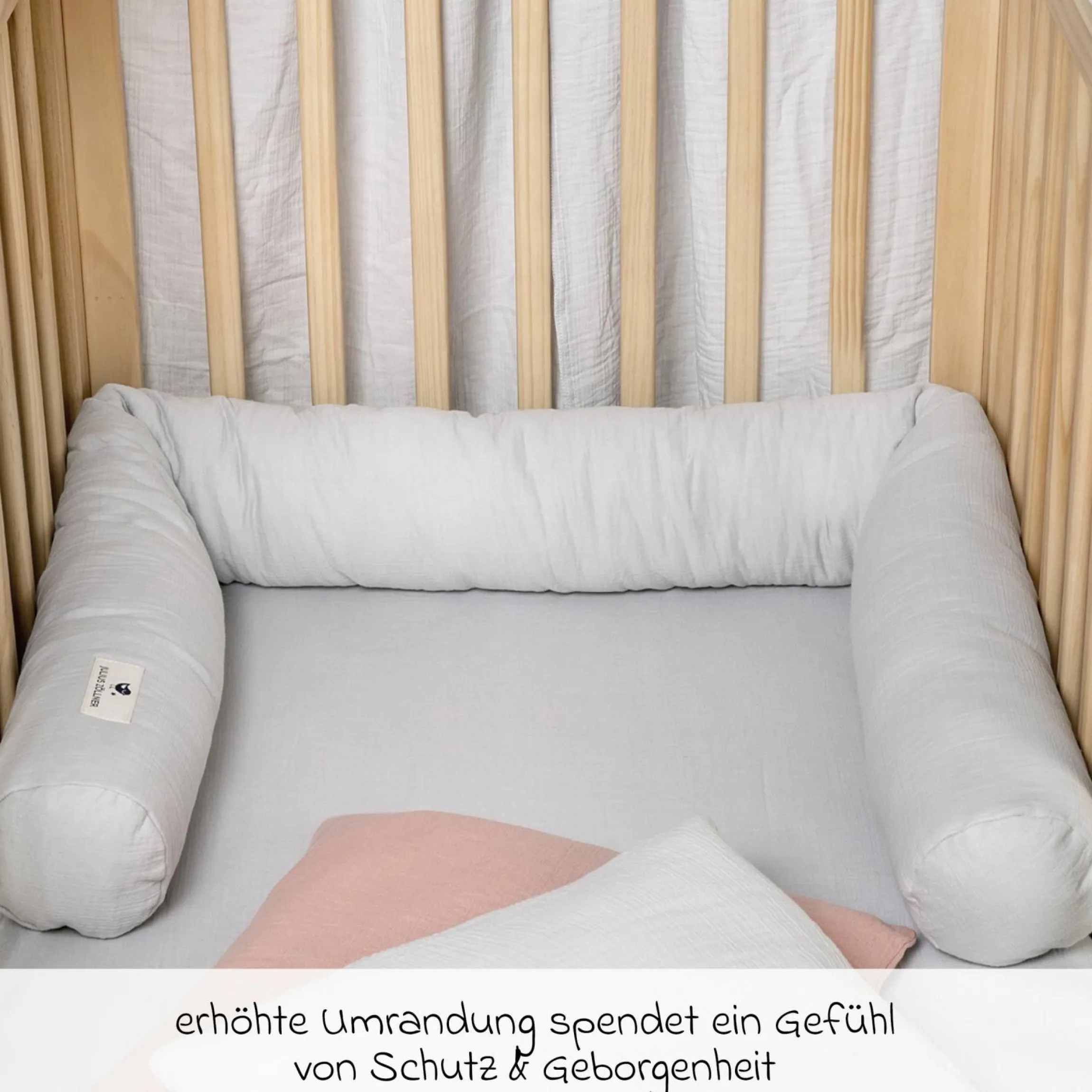 Bettschlange Musselin 180 cm - Grau