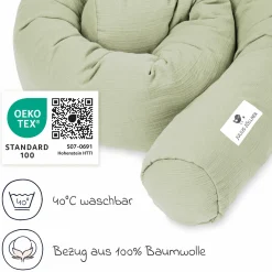 Bettschlange Musselin 180 cm - Lime