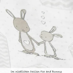 Bettwäsche 100 x 135 cm - Fox & Bunny - Grau