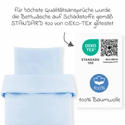 Bettwäsche 80 x 80 cm - Uni Hellblau