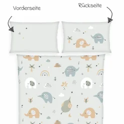 Bettwäsche Flanell 100 x 135 cm - Elephants