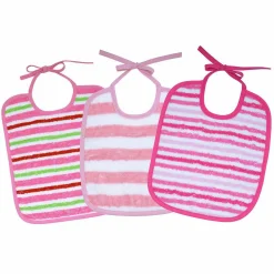 Binde-Lätzchen 3er Pack - Streifen Rosa Pink