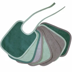 Binde-Lätzchen 7er Pack 20 x 25 cm - Grün-Grau
