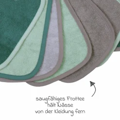 Binde-Lätzchen 7er Pack 20 x 25 cm - Grün-Grau