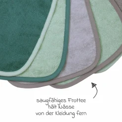 Binde-Lätzchen 5er Pack 25 x 30 cm - Grün-Grau