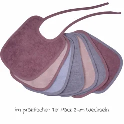 Binde-Lätzchen 7er Pack 20 x 25 cm - Altrosa-Grau