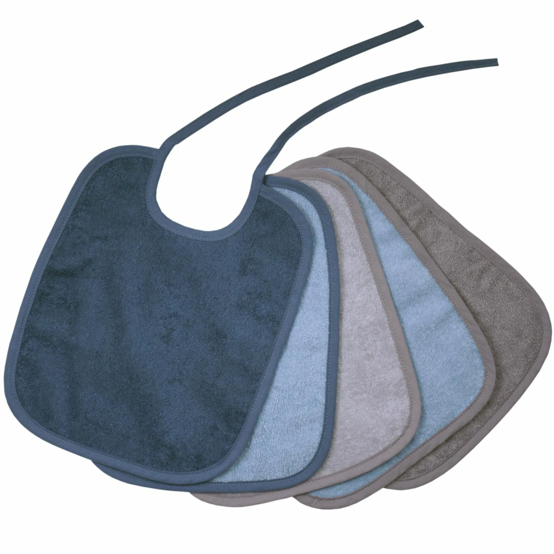 Binde-Lätzchen 5er Pack 25 x 30 cm - Stahlblau-Grau