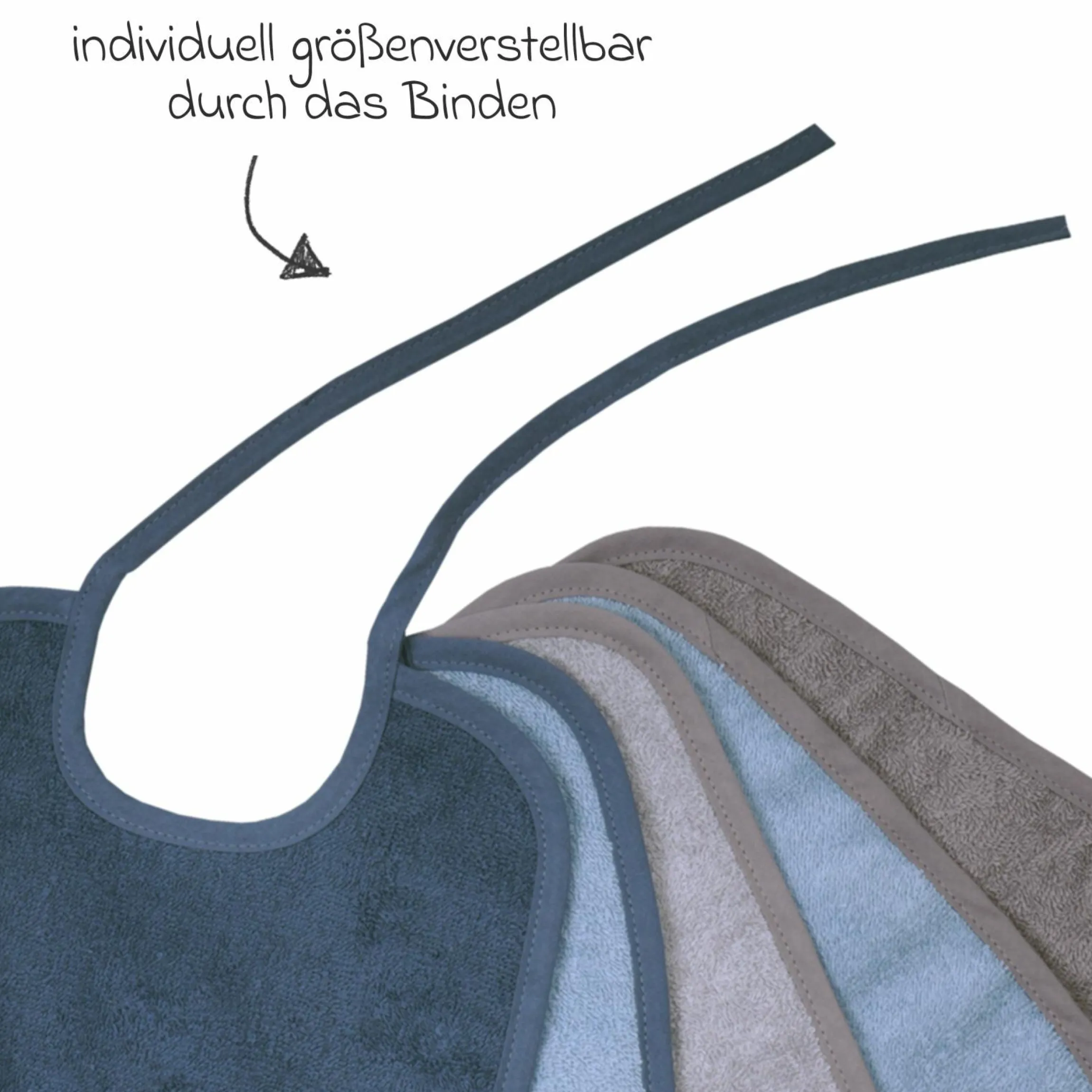 Binde-Lätzchen 5er Pack 25 x 30 cm - Stahlblau-Grau