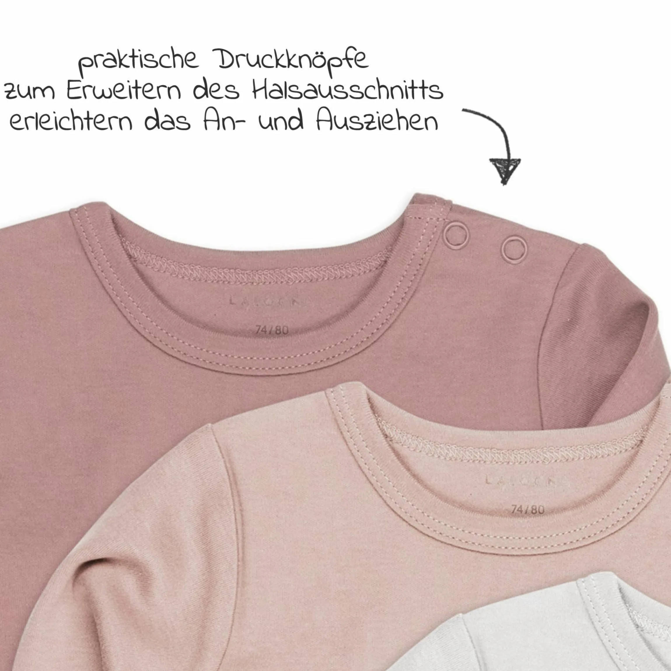 Body Langarm 3er Pack - Rose - Gr. 86/92