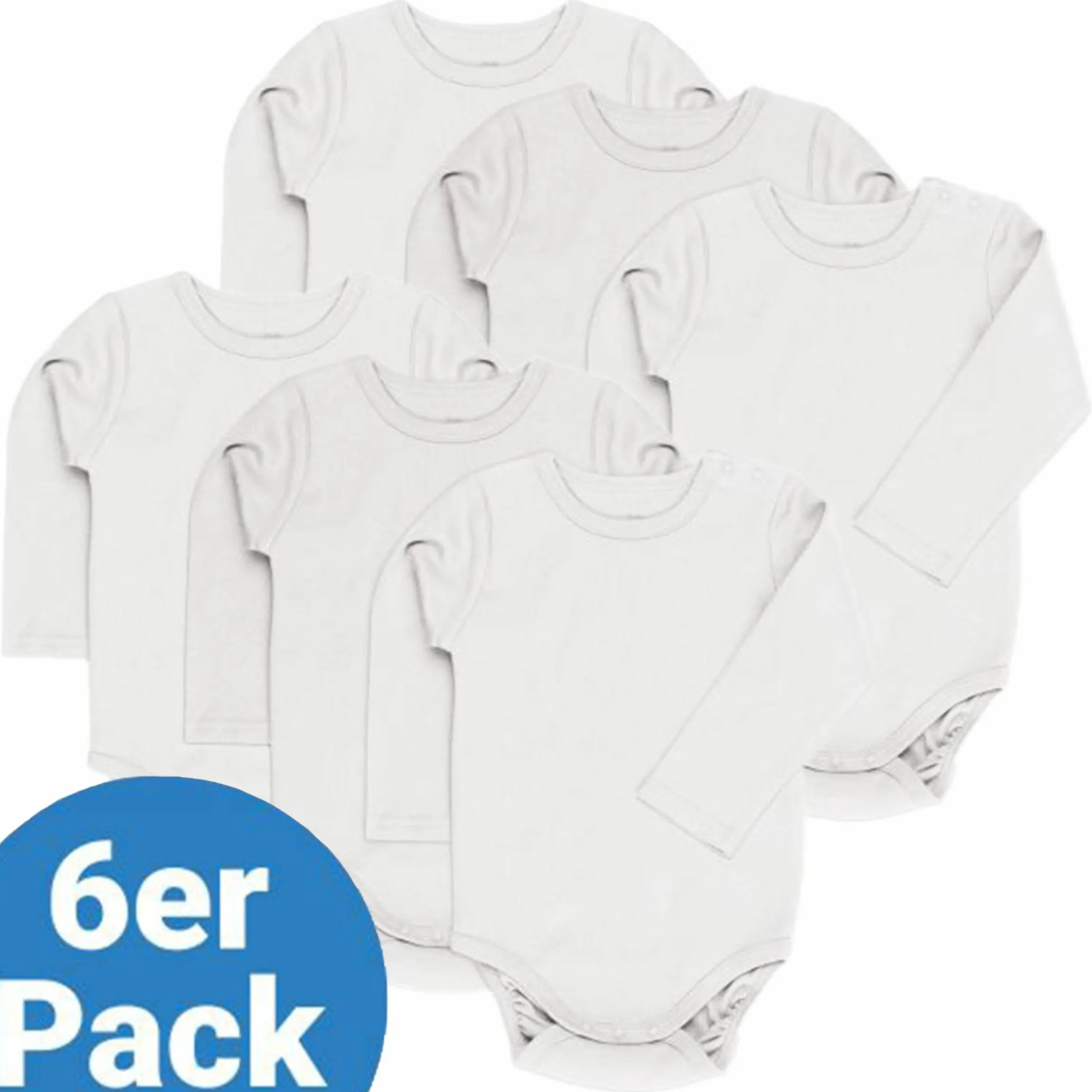 Body Langarm 6er Pack - Weiß - Gr. 86/92