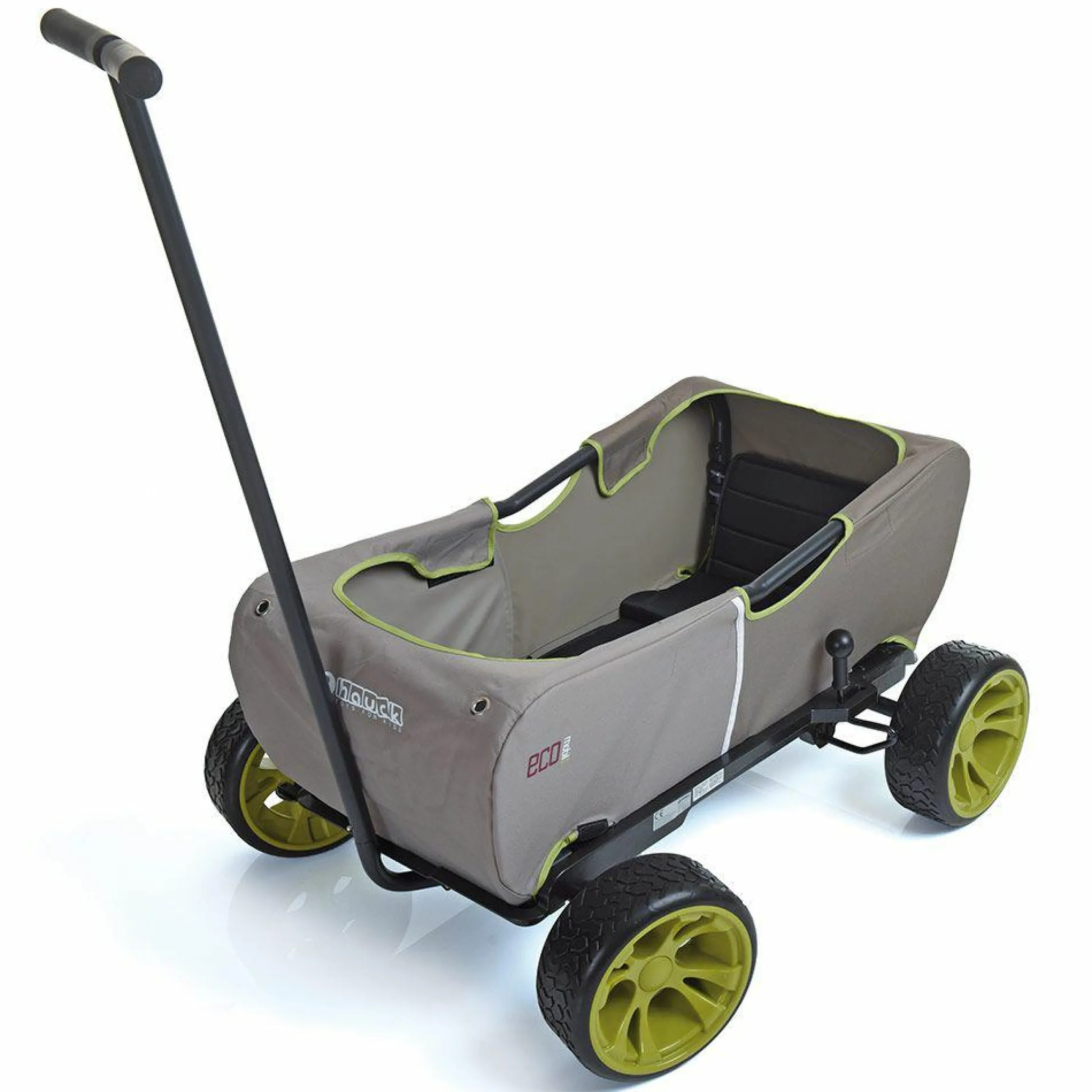 Bollerwagen Eco Mobil - faltbar mit Dach, Transportwagen & Handwagen für 2 Kinder inkl. Spielplatzdecke 2in1 - Forest Green
