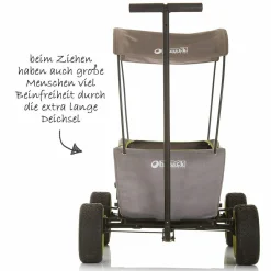 Bollerwagen Eco Mobil - faltbar mit Dach, Transportwagen & Handwagen für 2 Kinder inkl. Spielplatzdecke 2in1 - Forest Green