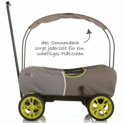 Bollerwagen Eco Mobil Forest Green - faltbar mit Dach, Transportwagen & Handwagen für 2 Kinder