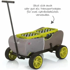 Bollerwagen Eco Mobil Forest Green - faltbar mit Dach, Transportwagen & Handwagen für 2 Kinder