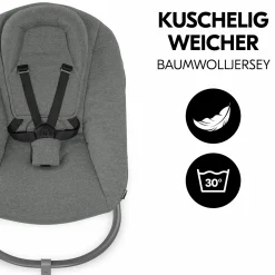 Bouncer 2in1 Premium (verstellbarer Neugeborenenaufsatz & Wippe) für Alpha & Beta Hochstuhl - Dark Grey