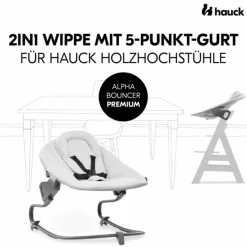 Bouncer 2in1 Premium (verstellbarer Neugeborenenaufsatz & Wippe) für Alpha & Beta Hochstuhl - Light Grey