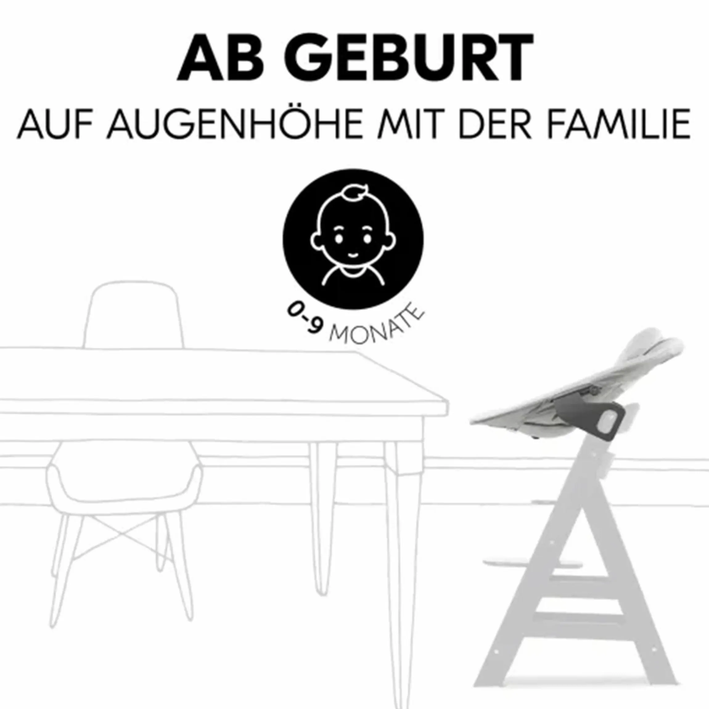 Bouncer 2in1 Premium (verstellbarer Neugeborenenaufsatz & Wippe) für Alpha & Beta Hochstuhl - Light Grey