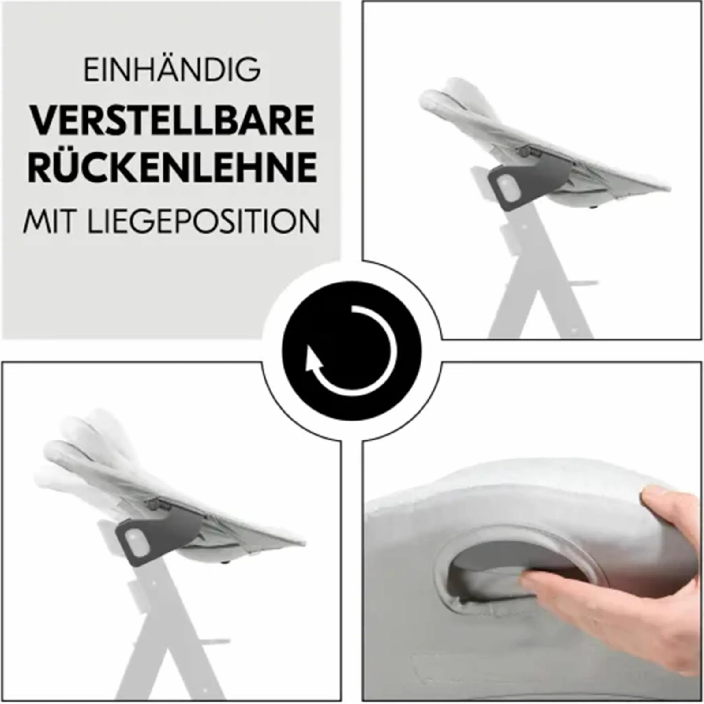 Bouncer 2in1 Premium (verstellbarer Neugeborenenaufsatz & Wippe) für Alpha & Beta Hochstuhl - Light Grey