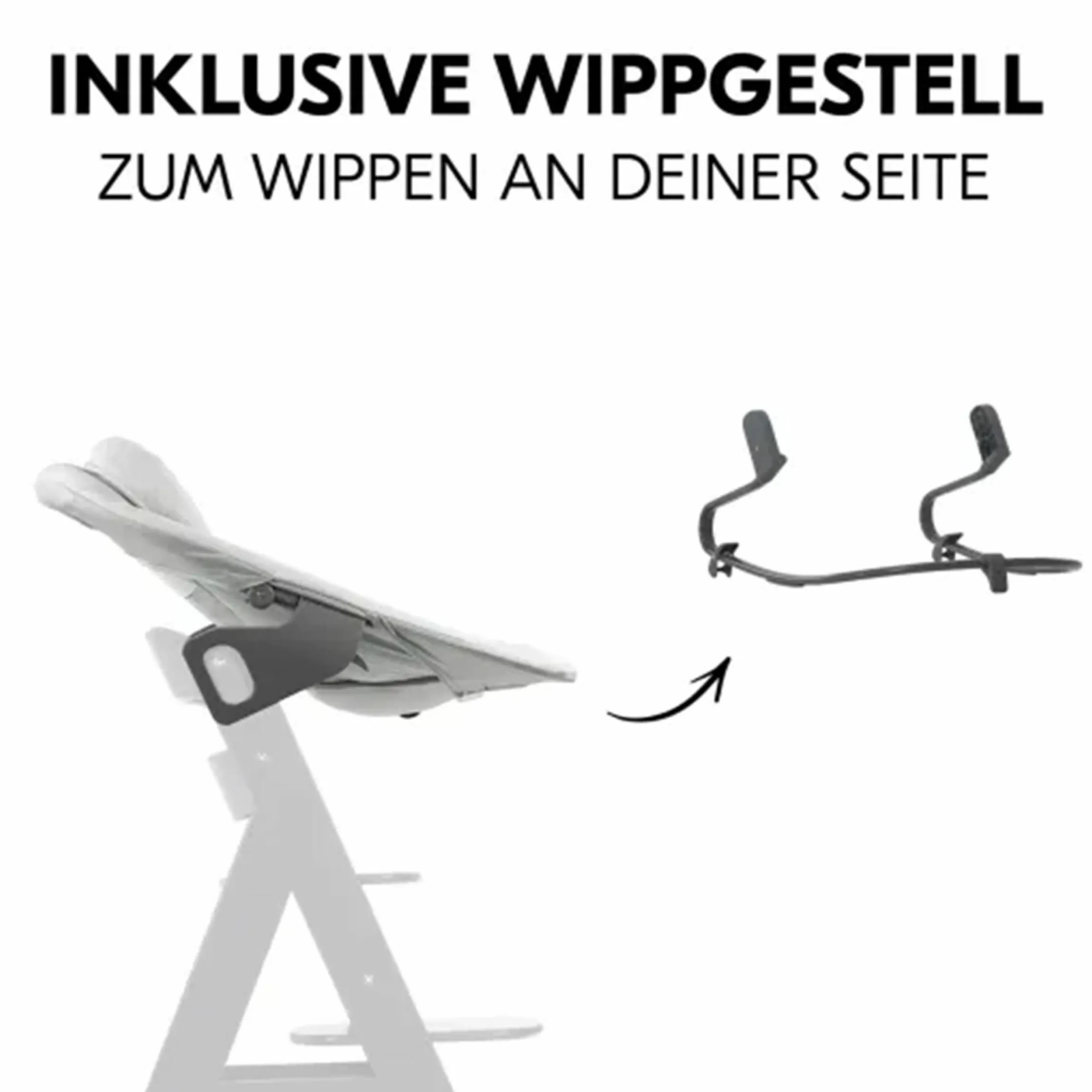 Bouncer 2in1 Premium (verstellbarer Neugeborenenaufsatz & Wippe) für Alpha & Beta Hochstuhl - Light Grey