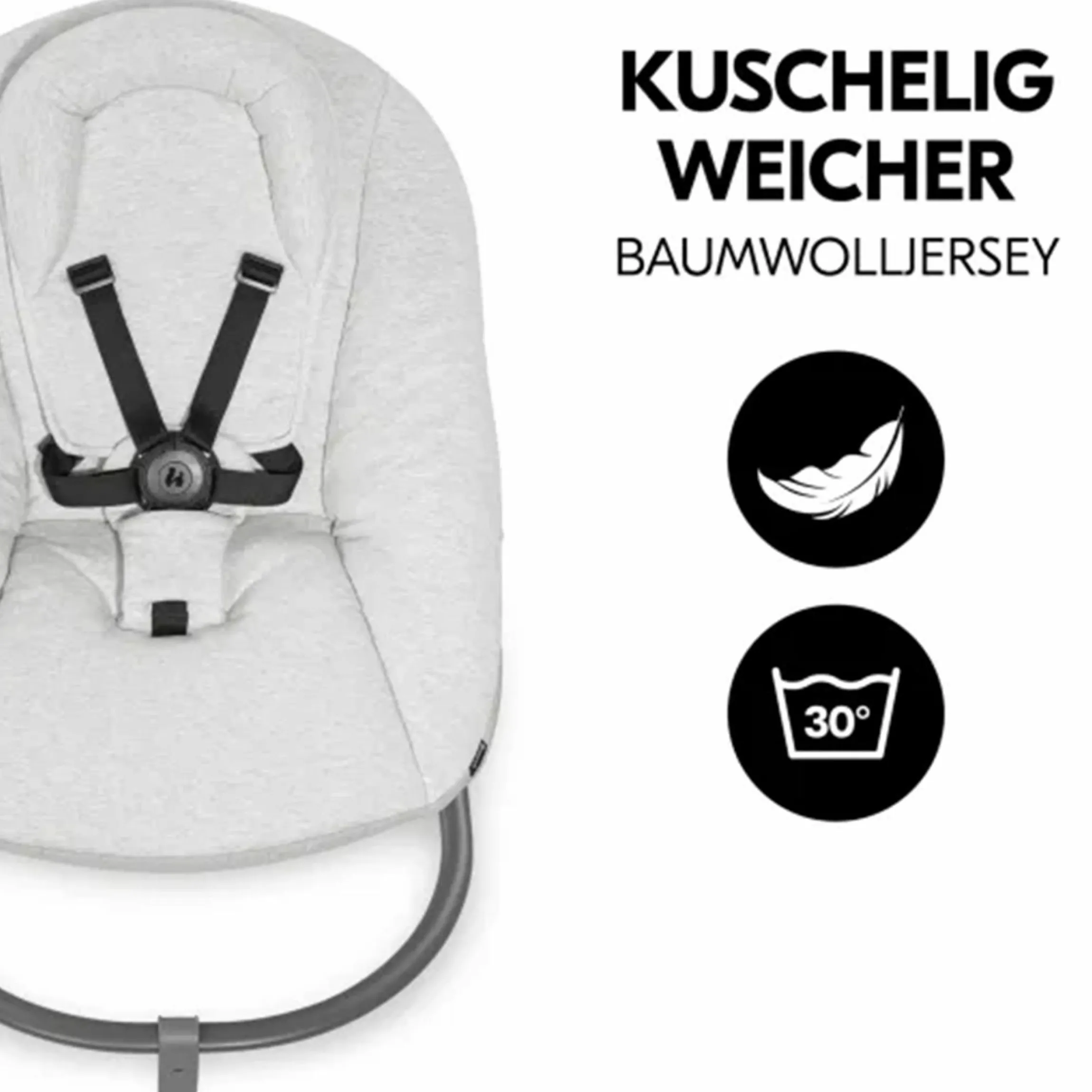 Bouncer 2in1 Premium (verstellbarer Neugeborenenaufsatz & Wippe) für Alpha & Beta Hochstuhl - Light Grey