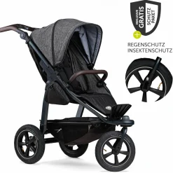 Buggy & Sportkinderwagen Mono 2 mit Luftreifen inkl. Sportsitz bis 34 kg + XXL-Zamboo Zubehörpaket - Premium Anthrazit