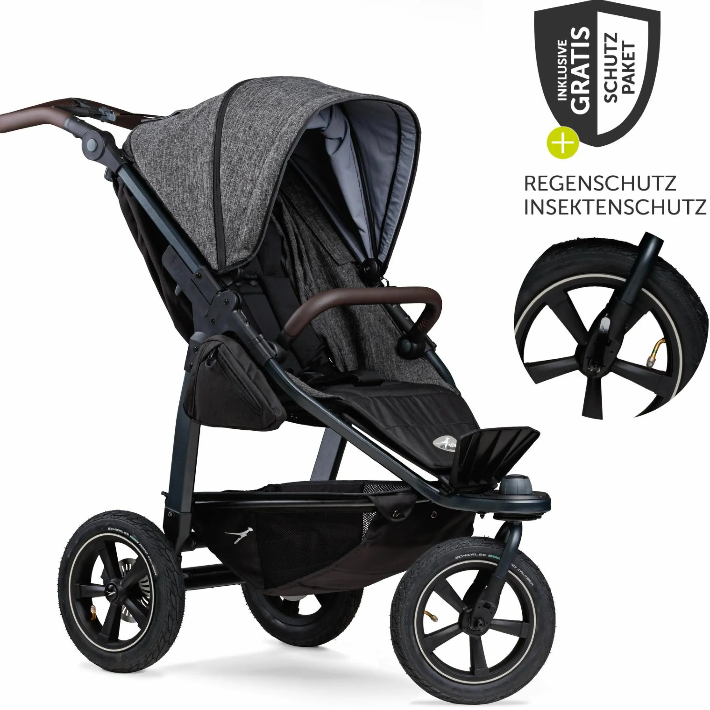 Buggy & Sportkinderwagen Mono 2 mit Luftreifen inkl. Sportsitz bis 34 kg + XXL-Zamboo Zubehörpaket - Premium Anthrazit