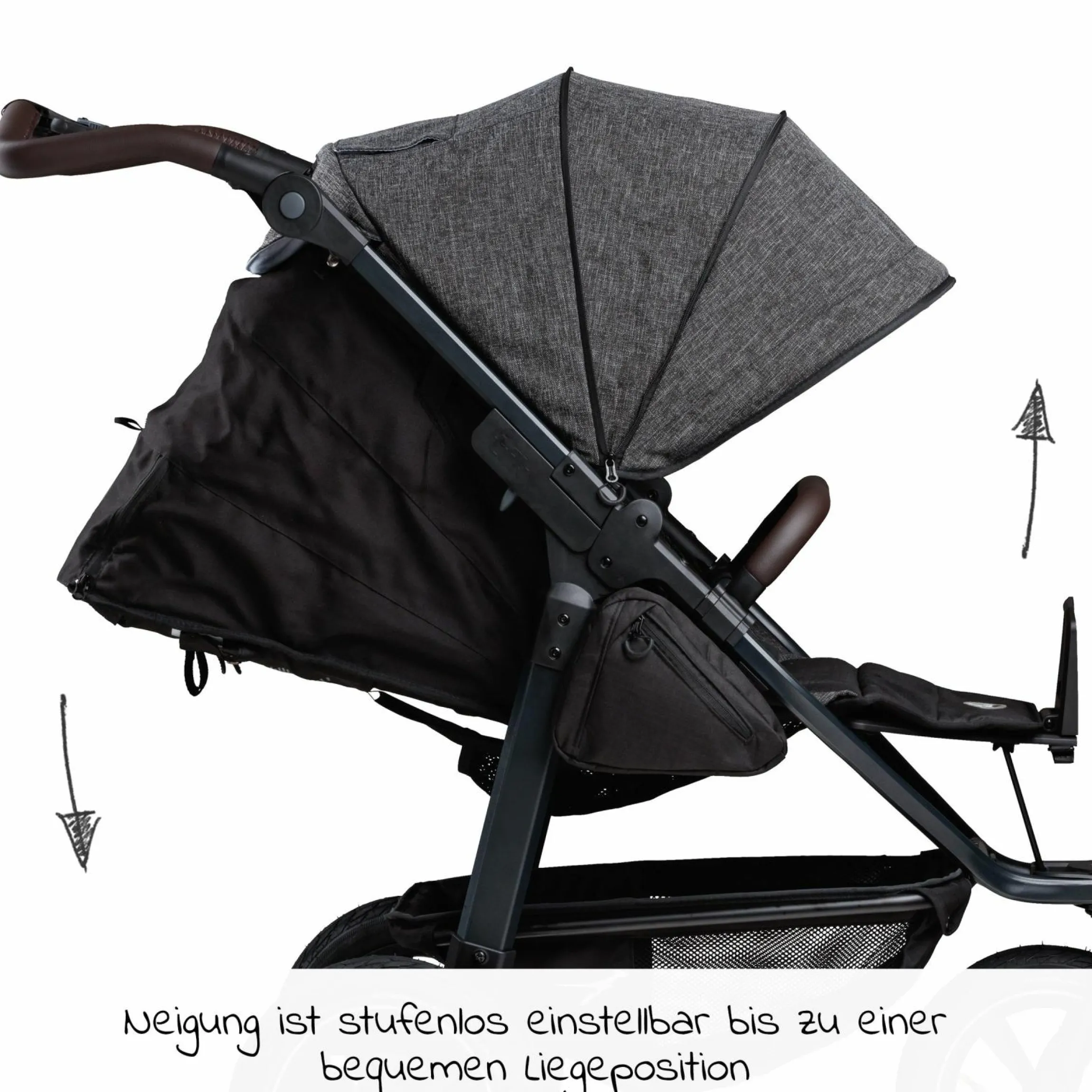 Buggy & Sportkinderwagen Mono 2 mit Luftreifen inkl. Sportsitz bis 34 kg + XXL-Zamboo Zubehörpaket - Premium Anthrazit