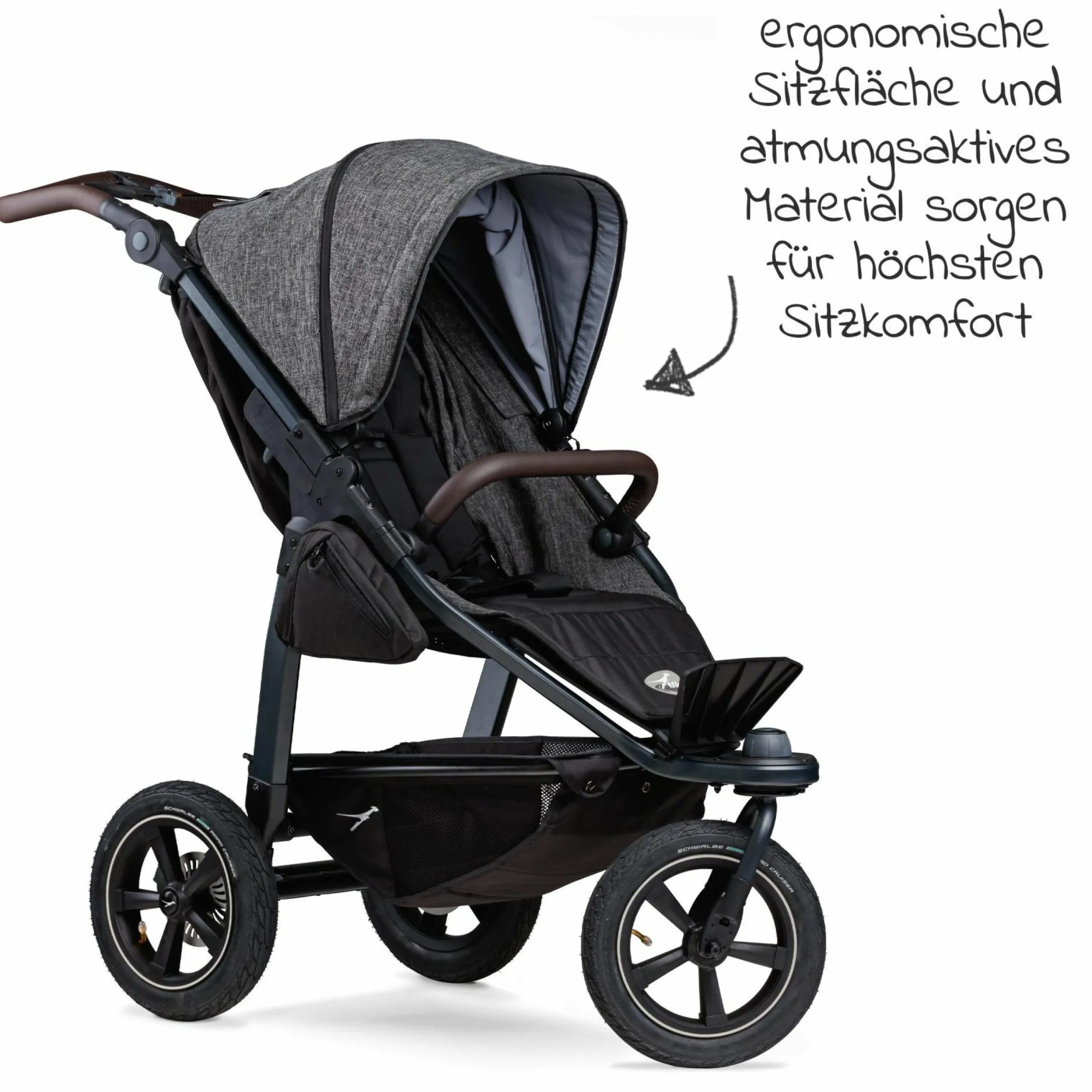 Buggy & Sportkinderwagen Mono 2 mit Luftreifen inkl. Sportsitz bis 34 kg + XXL-Zamboo Zubehörpaket - Premium Anthrazit