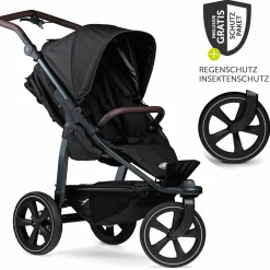 Buggy & Sportkinderwagen Mono 2 mit Luftkammerreifen inkl. Sportsitz bis 34 kg + XXL-Zamboo Zubehörpaket - Schwarz