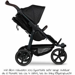 Buggy & Sportkinderwagen Mono 2 mit Luftkammerreifen inkl. Sportsitz bis 34 kg + XXL-Zamboo Zubehörpaket - Schwarz