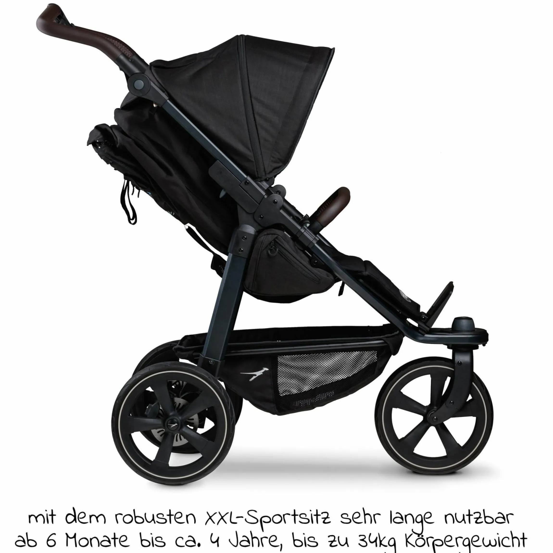 Buggy & Sportkinderwagen Mono 2 mit Luftkammerreifen inkl. Sportsitz bis 34 kg + XXL-Zamboo Zubehörpaket - Schwarz