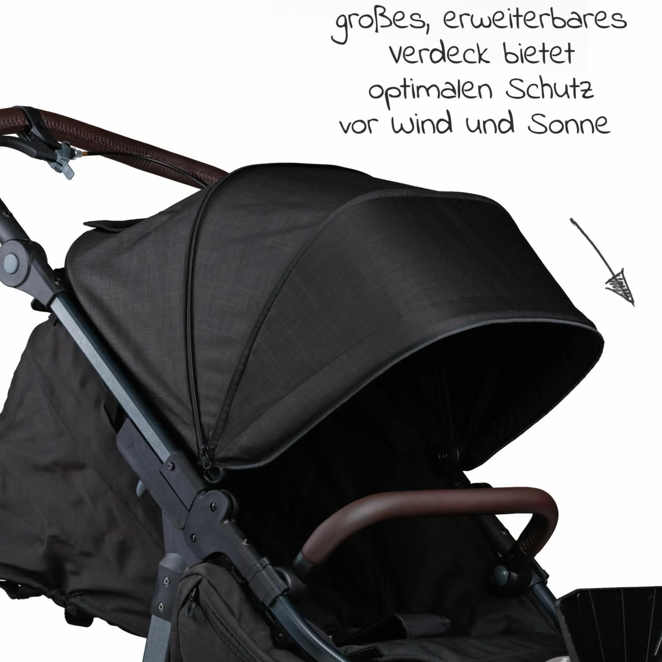 Buggy & Sportkinderwagen Mono 2 mit Luftkammerreifen inkl. Sportsitz bis 34 kg + XXL-Zamboo Zubehörpaket - Schwarz
