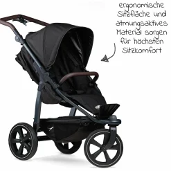 Buggy & Sportkinderwagen Mono 2 mit Luftkammerreifen inkl. Sportsitz bis 34 kg + XXL-Zamboo Zubehörpaket - Schwarz