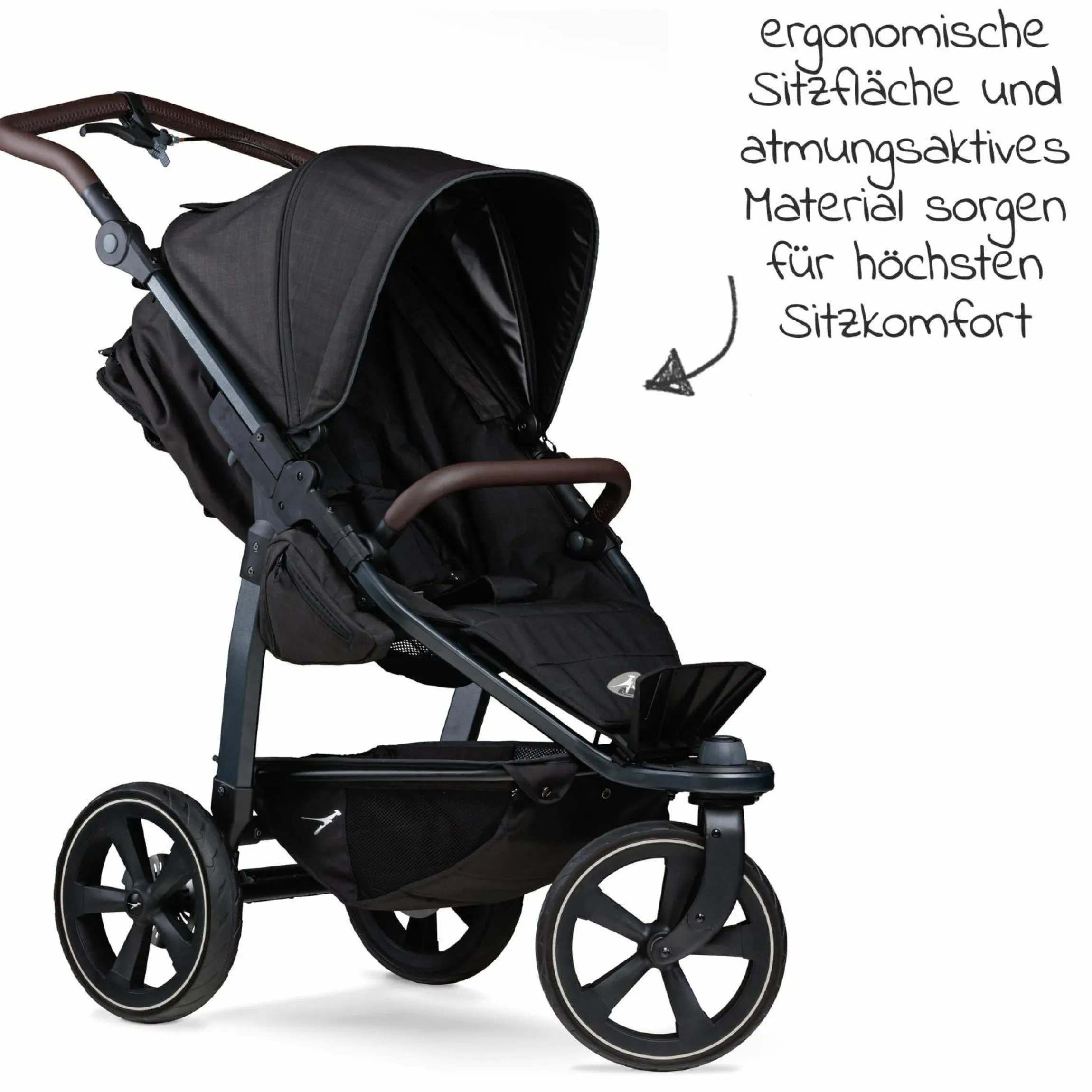 Buggy & Sportkinderwagen Mono 2 mit Luftkammerreifen inkl. Sportsitz bis 34 kg + XXL-Zamboo Zubehörpaket - Schwarz
