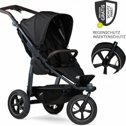 Buggy & Sportkinderwagen Mono 2 mit Luftreifen inkl. Sportsitz bis 34 kg + XXL-Zamboo Zubehörpaket - Schwarz