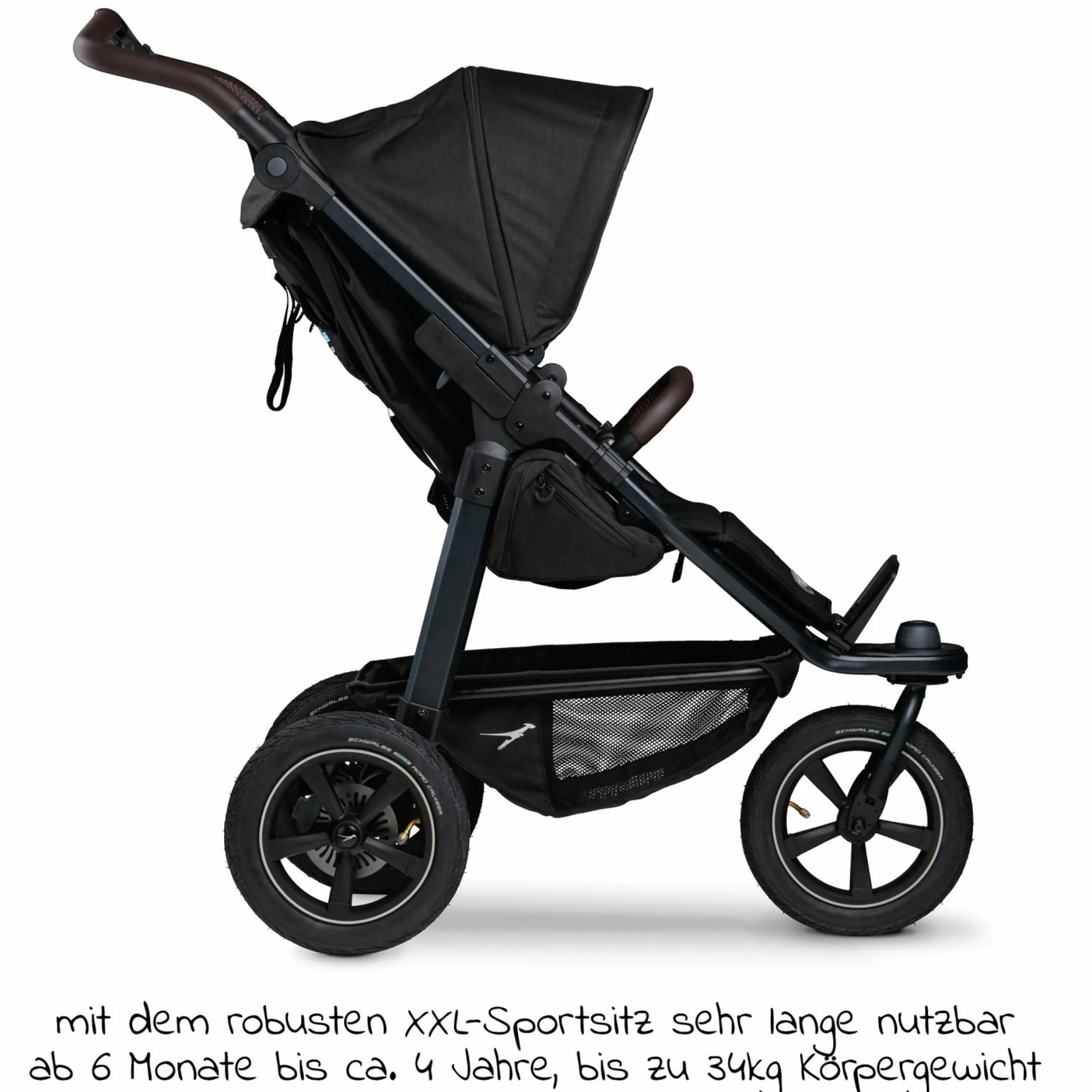Buggy & Sportkinderwagen Mono 2 mit Luftreifen inkl. Sportsitz bis 34 kg + XXL-Zamboo Zubehörpaket - Schwarz