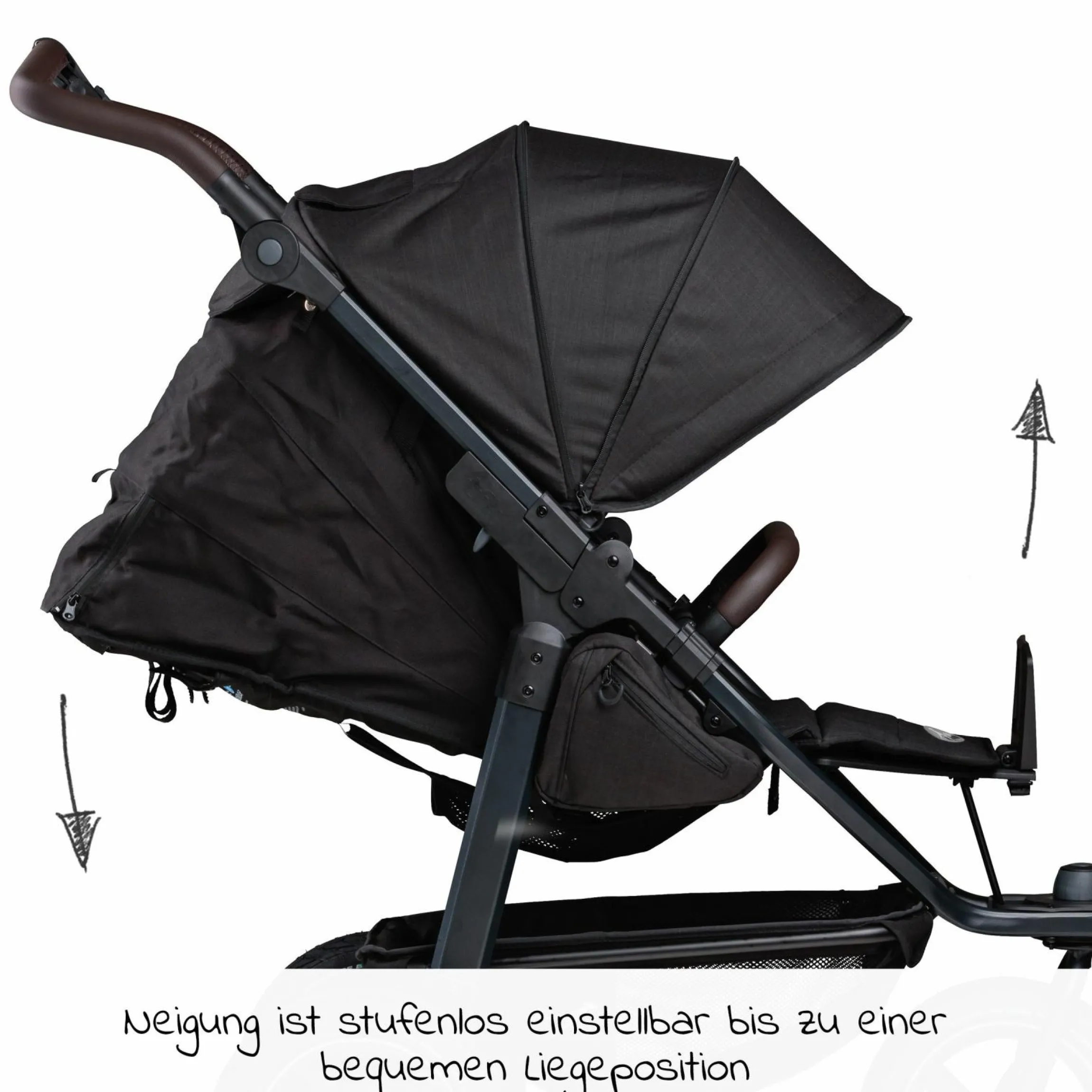Buggy & Sportkinderwagen Mono 2 mit Luftreifen inkl. Sportsitz bis 34 kg + XXL-Zamboo Zubehörpaket - Schwarz