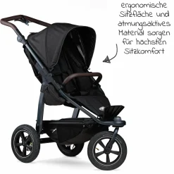 Buggy & Sportkinderwagen Mono 2 mit Luftreifen inkl. Sportsitz bis 34 kg + XXL-Zamboo Zubehörpaket - Schwarz