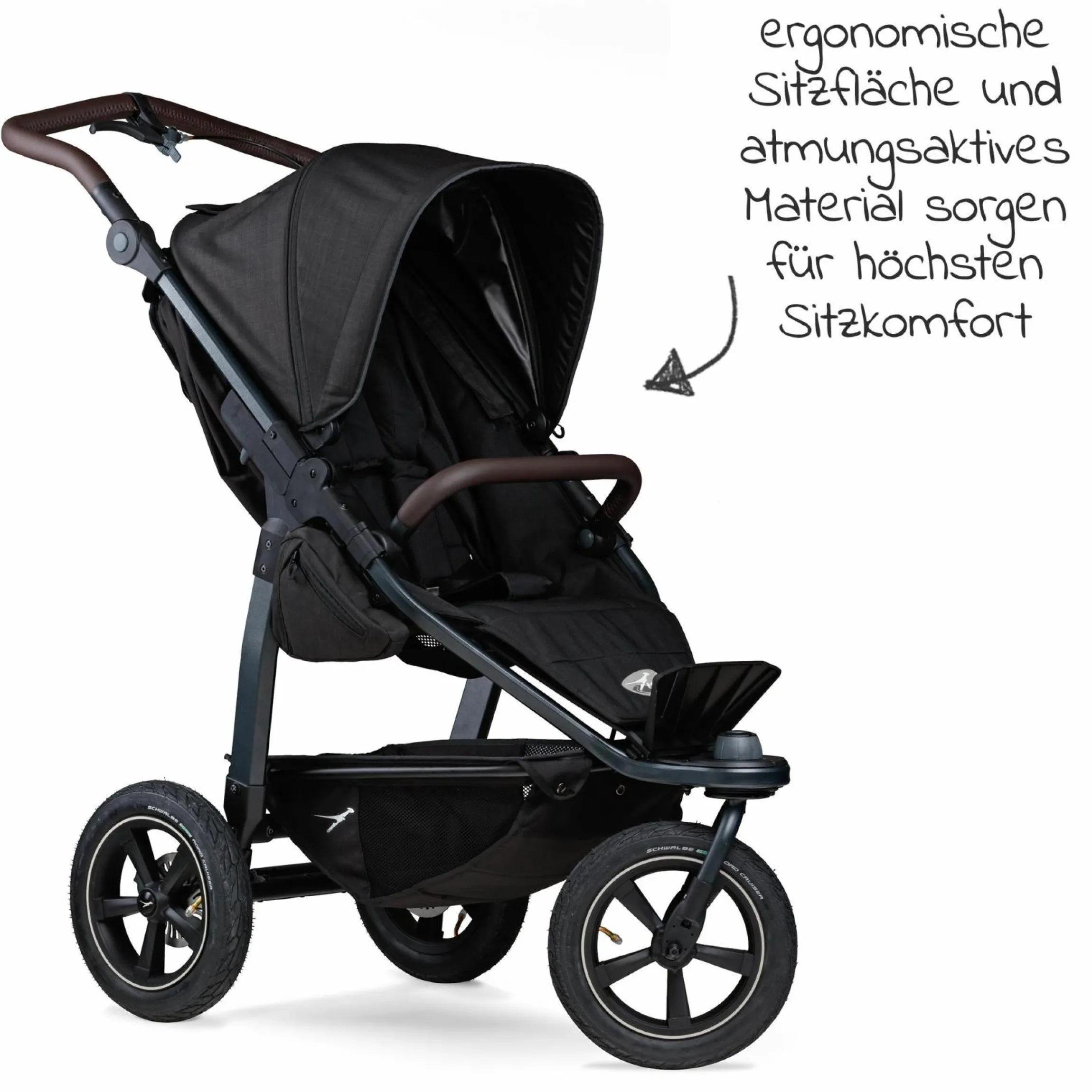 Buggy & Sportkinderwagen Mono 2 mit Luftreifen inkl. Sportsitz bis 34 kg + XXL-Zamboo Zubehörpaket - Schwarz