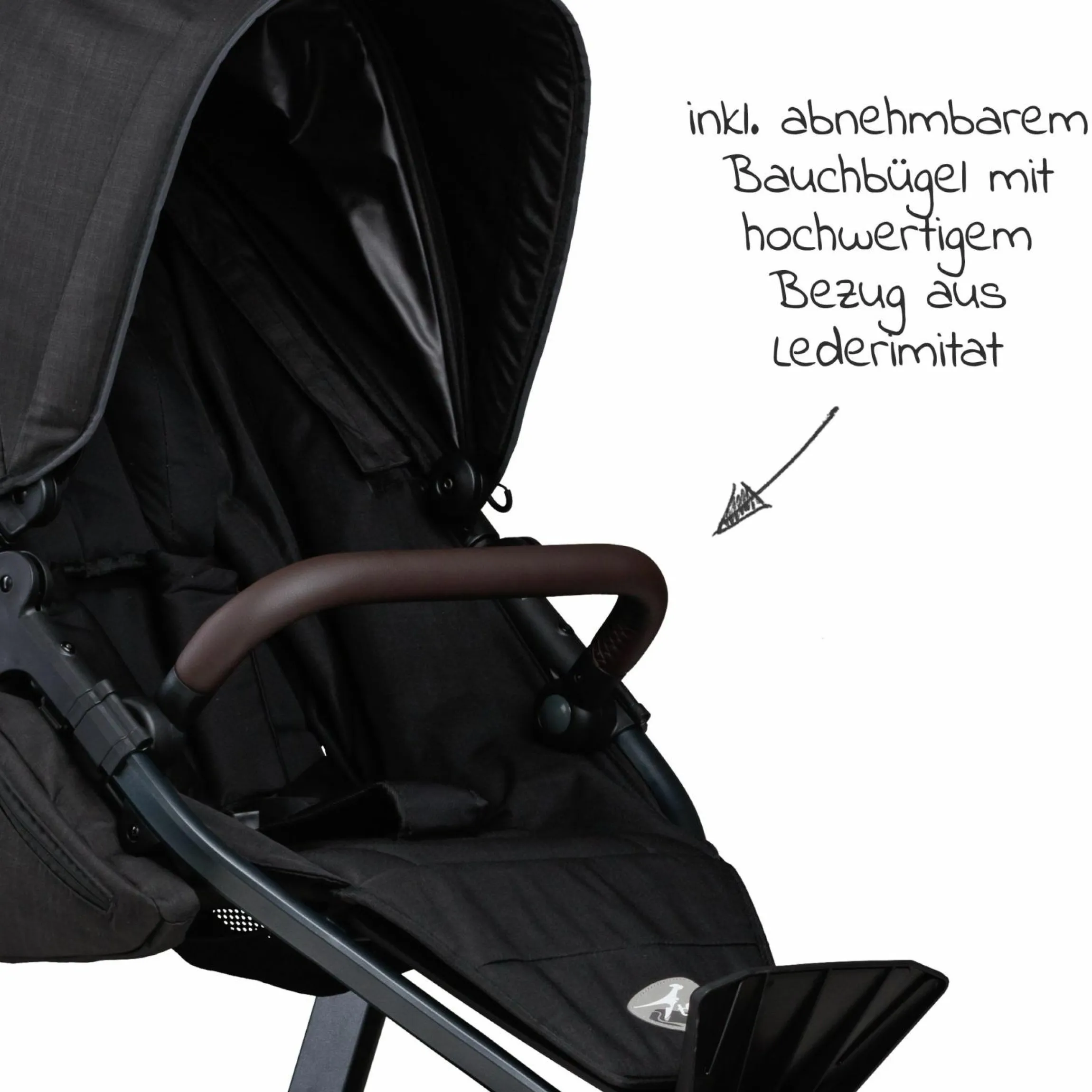 Buggy & Sportkinderwagen Mono 2 mit Luftreifen inkl. Sportsitz bis 34 kg + XXL-Zamboo Zubehörpaket - Schwarz