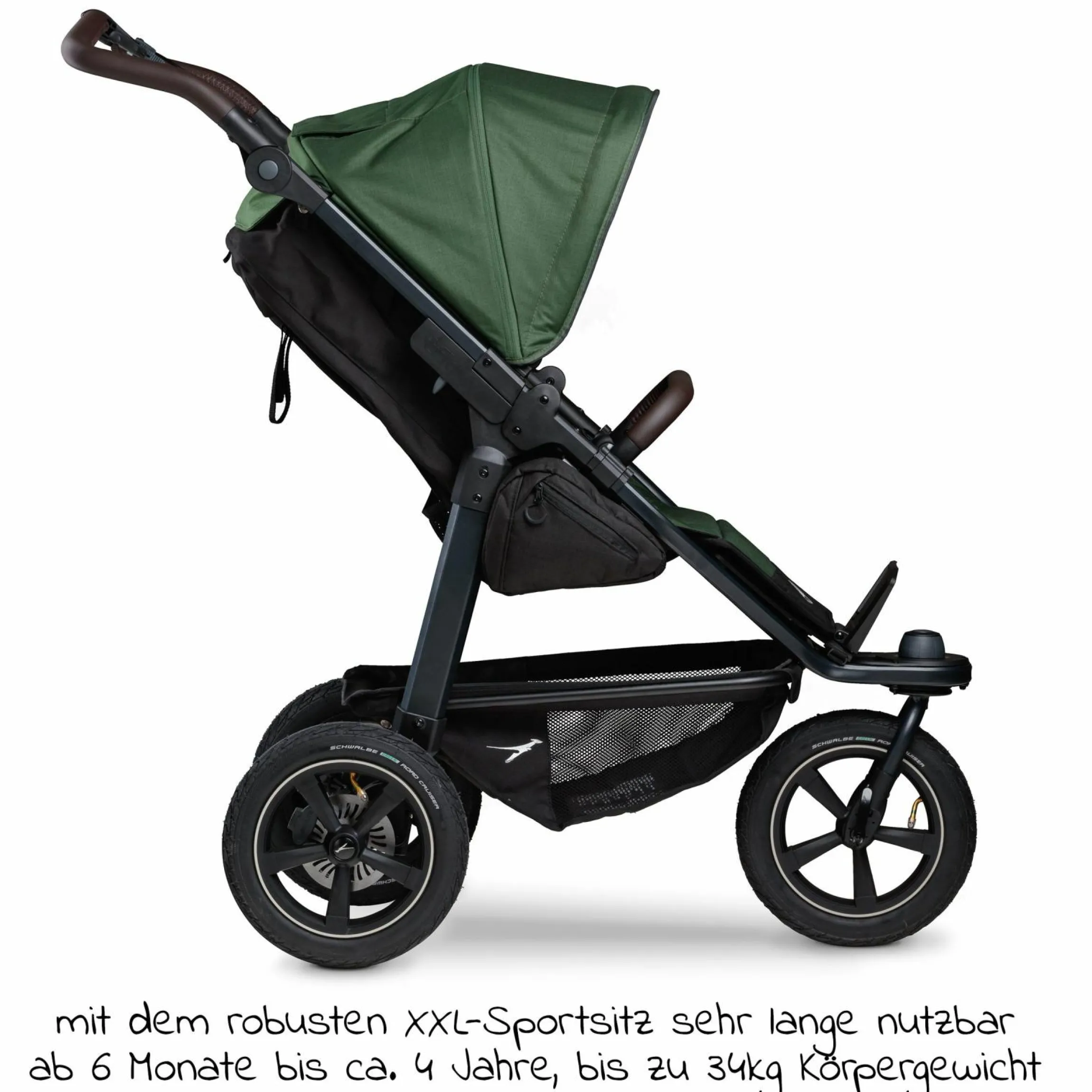 Buggy & Sportkinderwagen Mono 2 mit Luftreifen inkl. Sportsitz bis 34 kg + XXL-Zamboo Zubehörpaket - Olive
