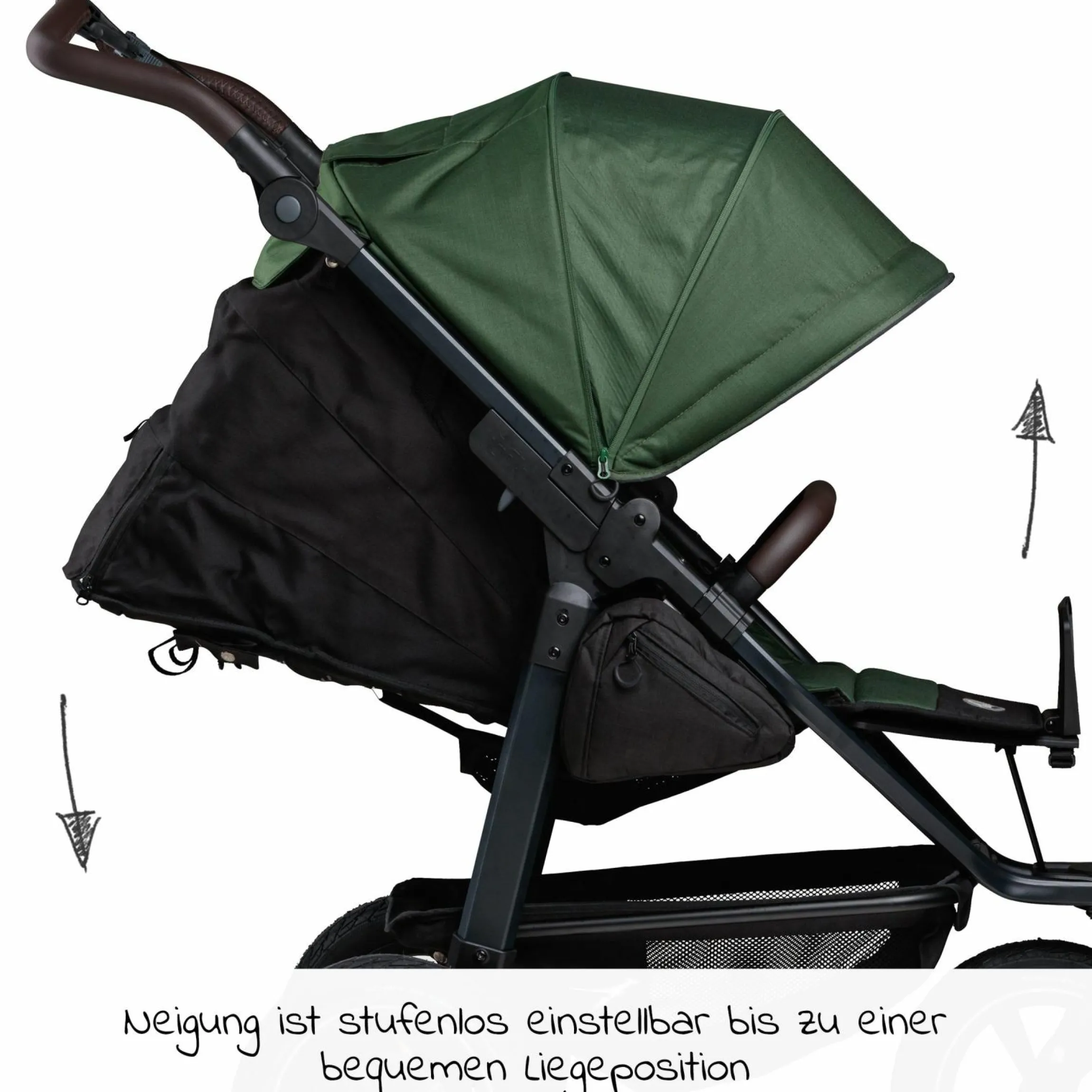 Buggy & Sportkinderwagen Mono 2 mit Luftkammerreifen inkl. Sportsitz bis 34 kg + XXL-Zamboo Zubehörpaket - Olive