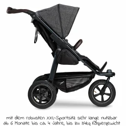 Buggy & Sportkinderwagen Mono 2 mit Luftreifen inkl. Gratis Mamaboard - mit Sportsitz bis 34 kg - Premium Anthrazit
