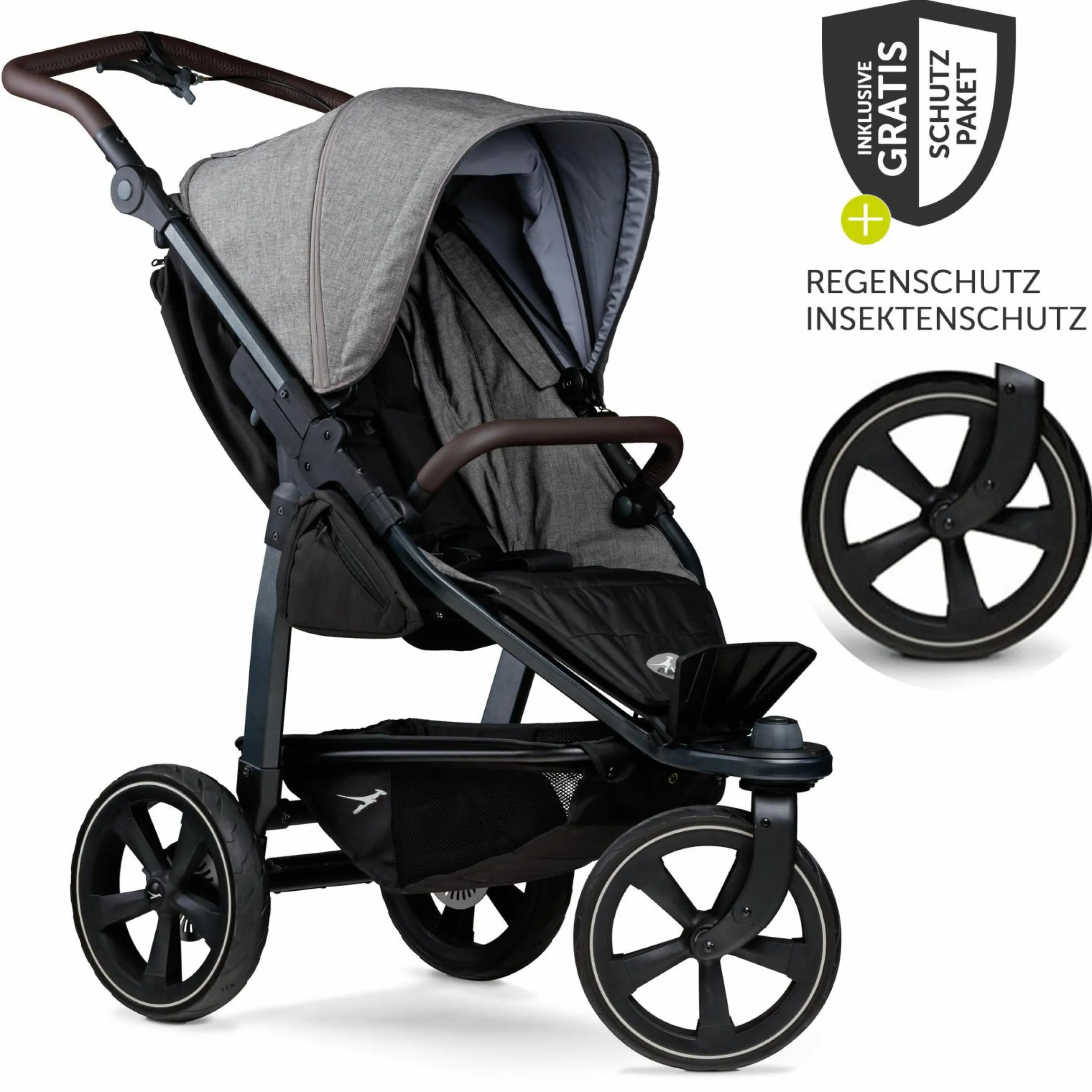 Buggy & Sportkinderwagen Mono 2 mit Luftkammerreifen Sportsitz bis 34 kg + XXL-Zamboo Zubehörpaket - Premium Grau