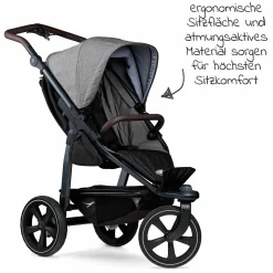 Buggy & Sportkinderwagen Mono 2 mit Luftkammerreifen Sportsitz bis 34 kg + XXL-Zamboo Zubehörpaket - Premium Grau