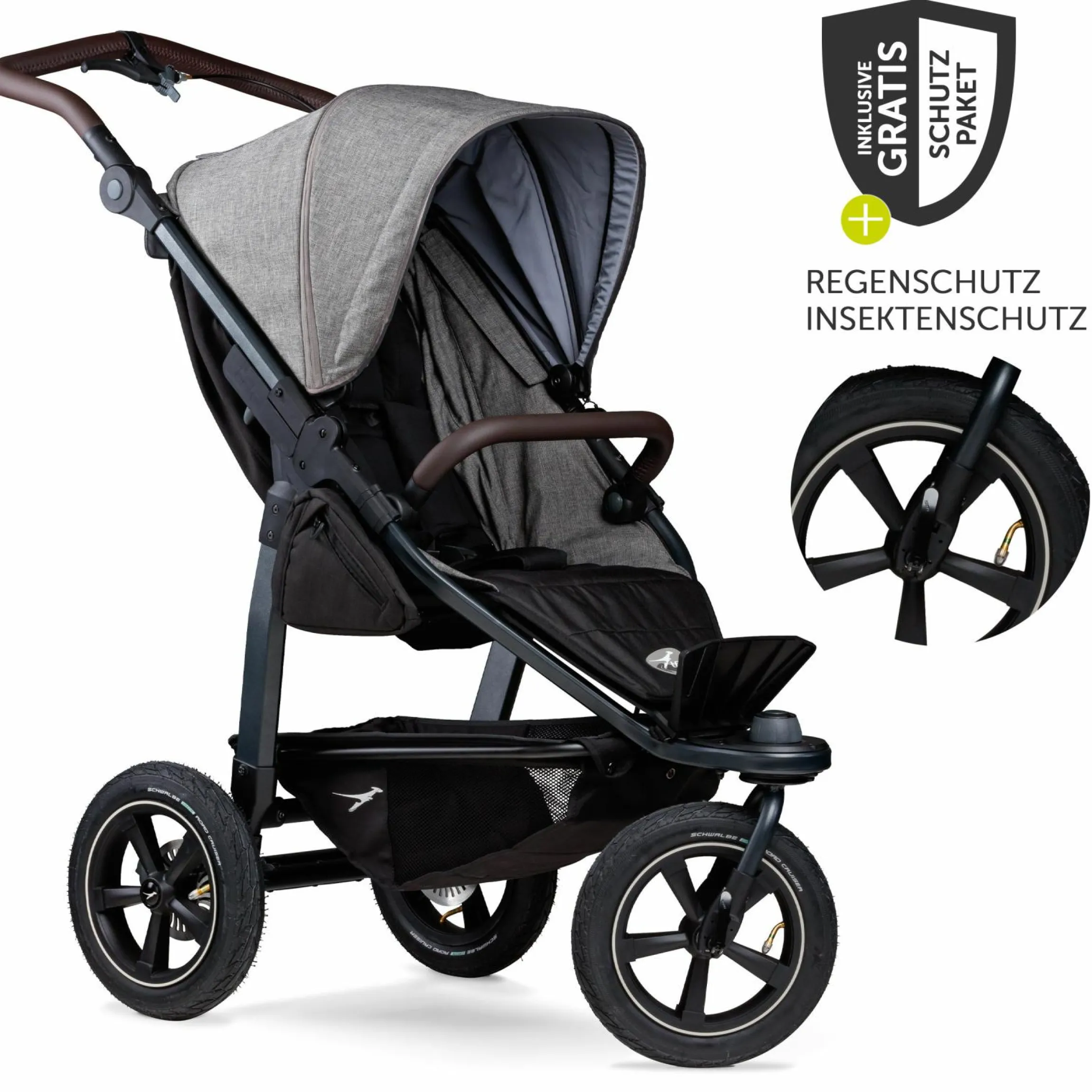 Buggy & Sportkinderwagen Mono 2 mit Luftreifen inkl. Sportsitz bis 34 kg + XXL-Zamboo Zubehörpaket - Premium Grau