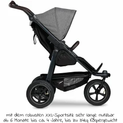 Buggy & Sportkinderwagen Mono 2 mit Luftreifen inkl. Sportsitz bis 34 kg + XXL-Zamboo Zubehörpaket - Premium Grau