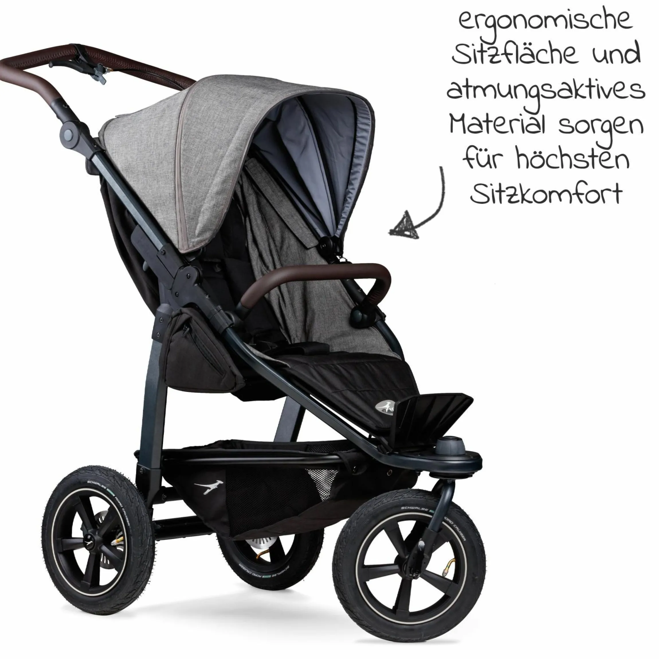 Buggy & Sportkinderwagen Mono 2 mit Luftreifen inkl. Sportsitz bis 34 kg + XXL-Zamboo Zubehörpaket - Premium Grau