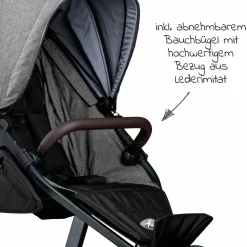 Buggy & Sportkinderwagen Mono 2 mit Luftreifen inkl. Sportsitz bis 34 kg + XXL-Zamboo Zubehörpaket - Premium Grau
